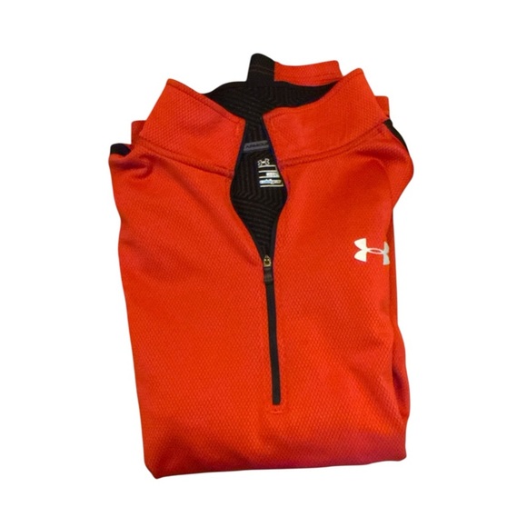 Under Armour Red Zip Up Sweater with Black Accents - Picture 2 of 5
